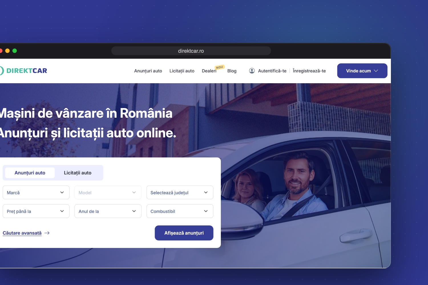 direktcar.ro homepage