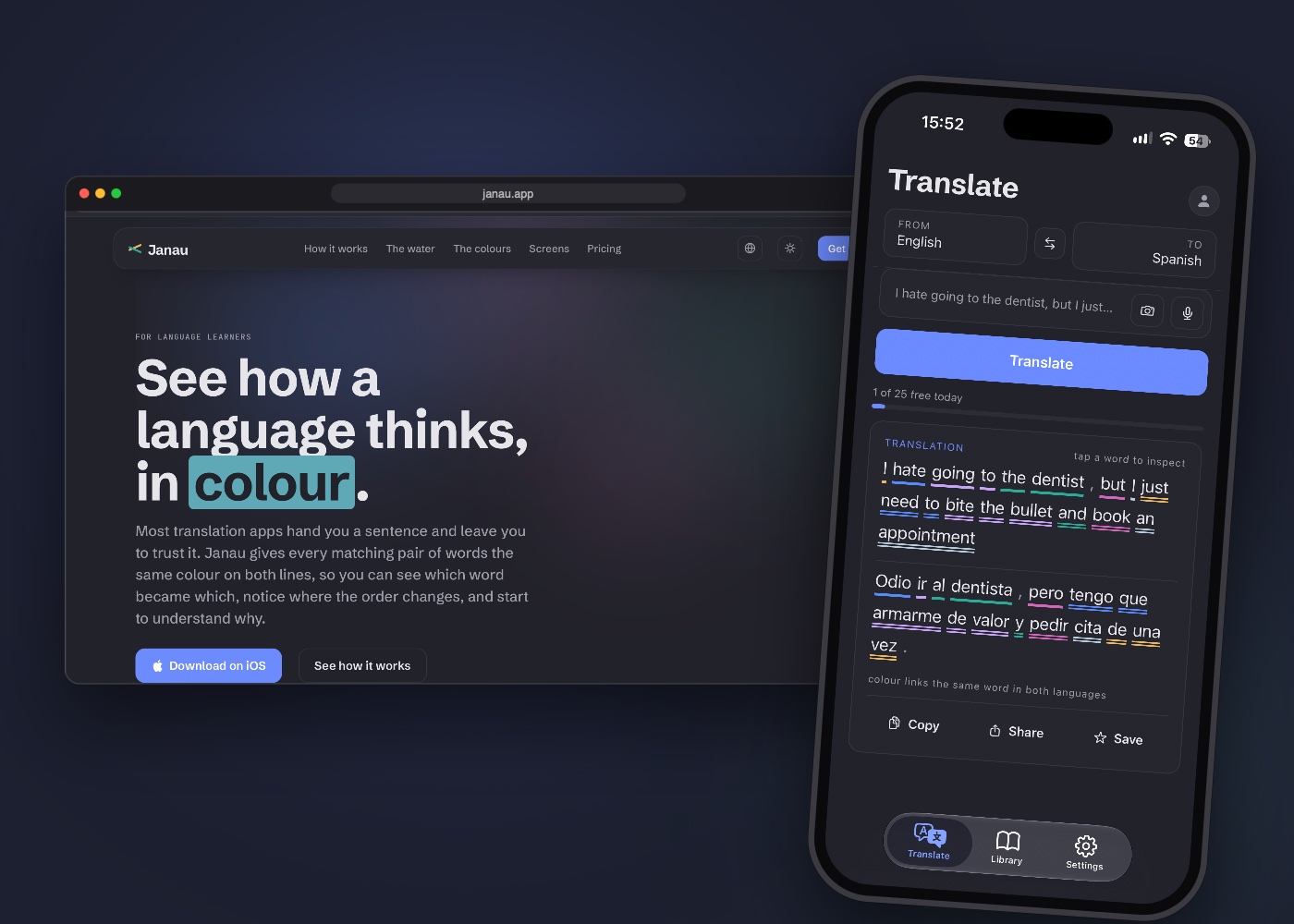 Janau translation app and website